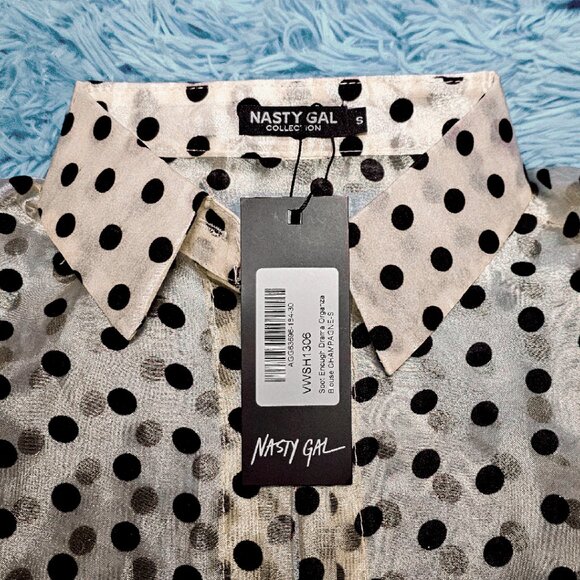 Nasty Gal Spot Enough Drama Organza Champagne Blouse - Picture 8 of 8